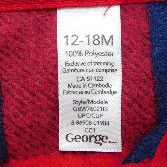 Boys 12-18 Months Red Blue Plaid Fleece Full Zip Vest with moose - Picture 2 of 6